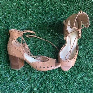 Nine West Jinxed Ghillie Lace Up Block Heels